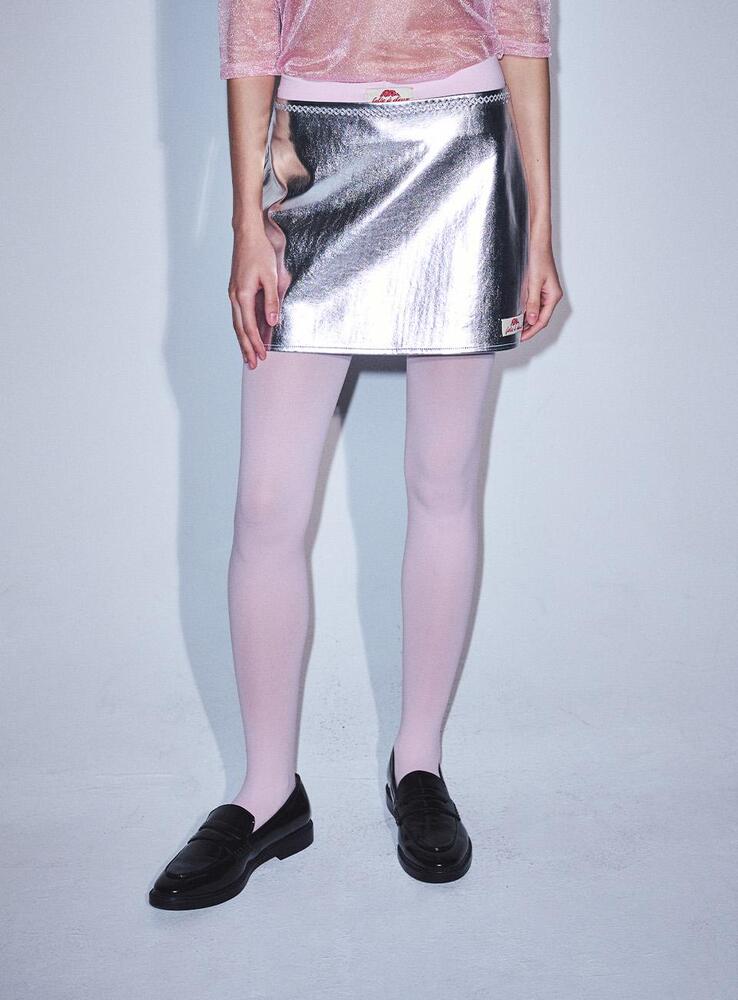 FAUX LEATHER MINI SKIRT_SILVER